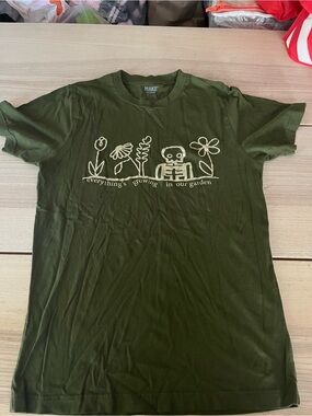 Make Market Olive Green Short Sleeve Tee with Cream Garden Graphic Garden